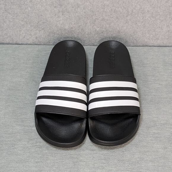 NWOT Adidas Adilette Shower Slip On Sandals Slides Core Black White  Mens 11 - Picture 8 of 9